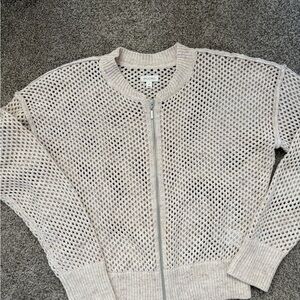 Anthropologie Pilcro Open Knit Zip Up Cardigan Sweater
